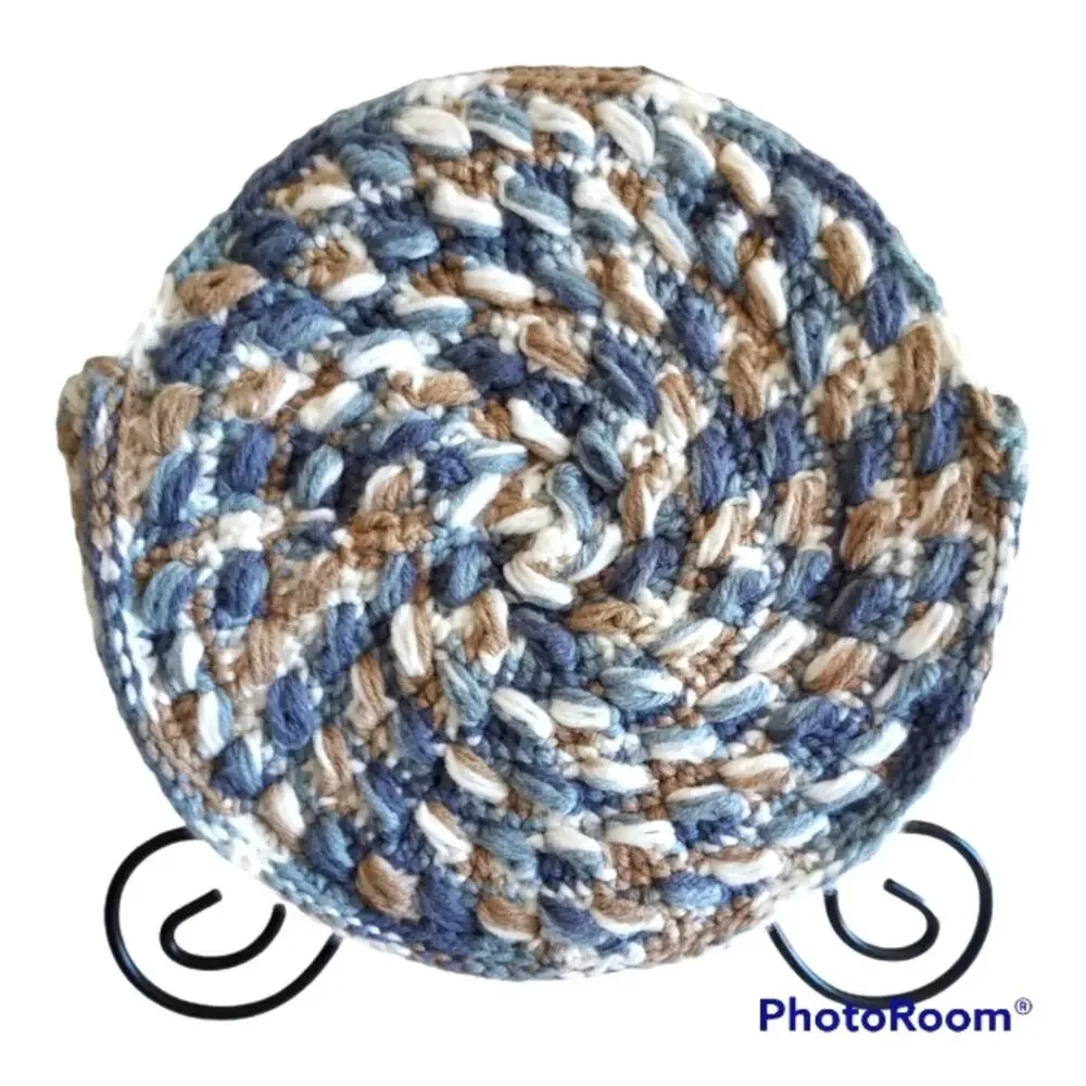 Round Boho Woven Knit Handcrafted One of a Kind Shoulder Clutch Handbag Purse
